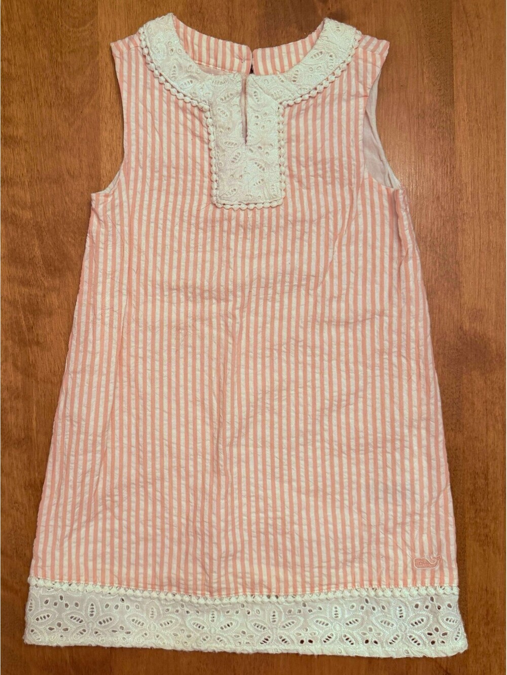 Vineyard Vines Sz 2T Pink & White Stripe Seersucker Sleeveless Shift Dress Girls